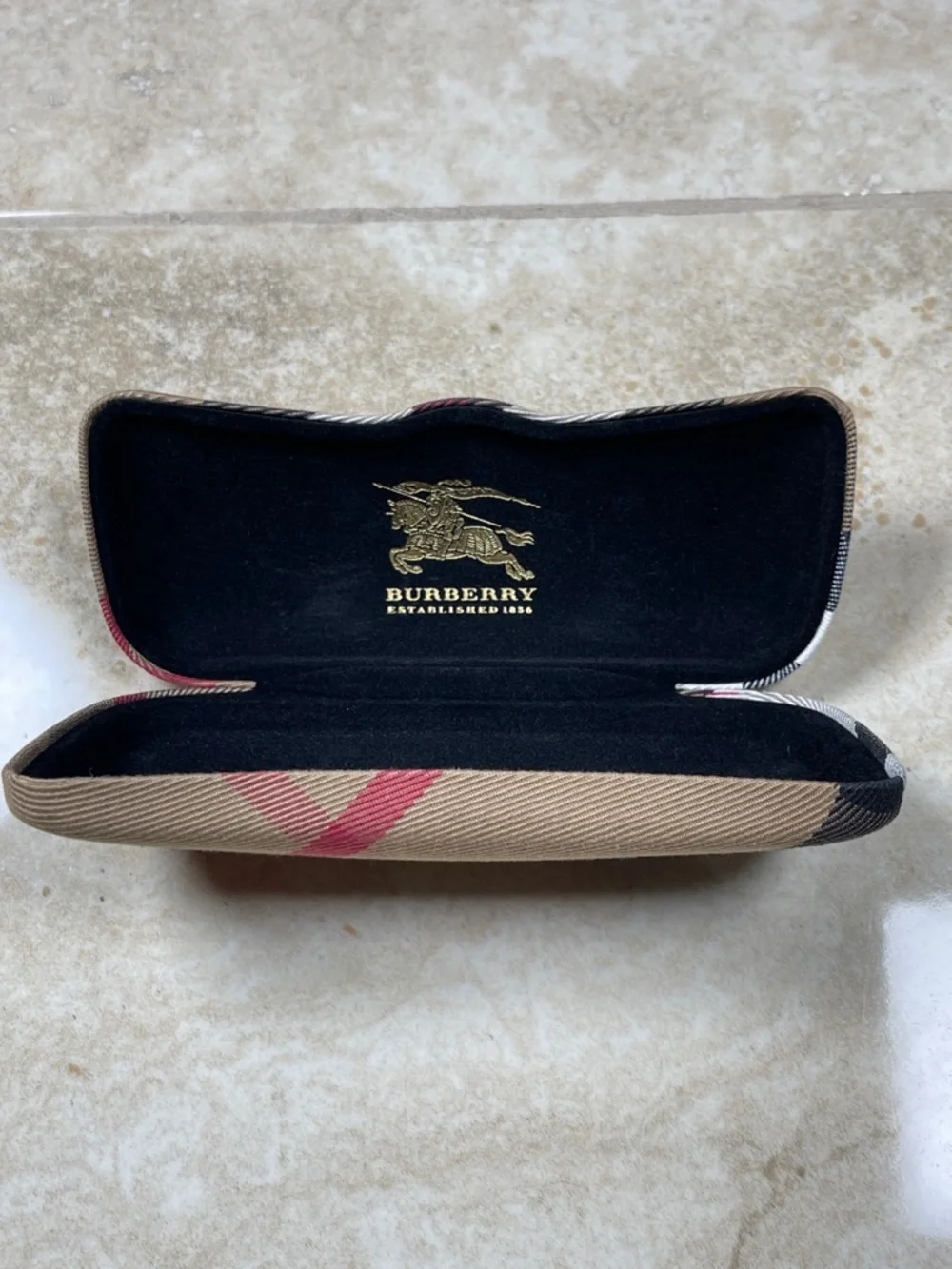 Burberry Beige Tan Black Red Nova Check Eyewear Case - Picture 6 of 13